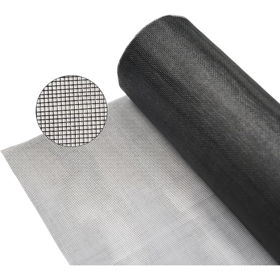 Fiberglass Window Screen Mesh Roll, Black Replacement Screen for Windows Doors Patio Porch, UVResistant TearResistant Bug Insect Screen Mesh for DIY Repair