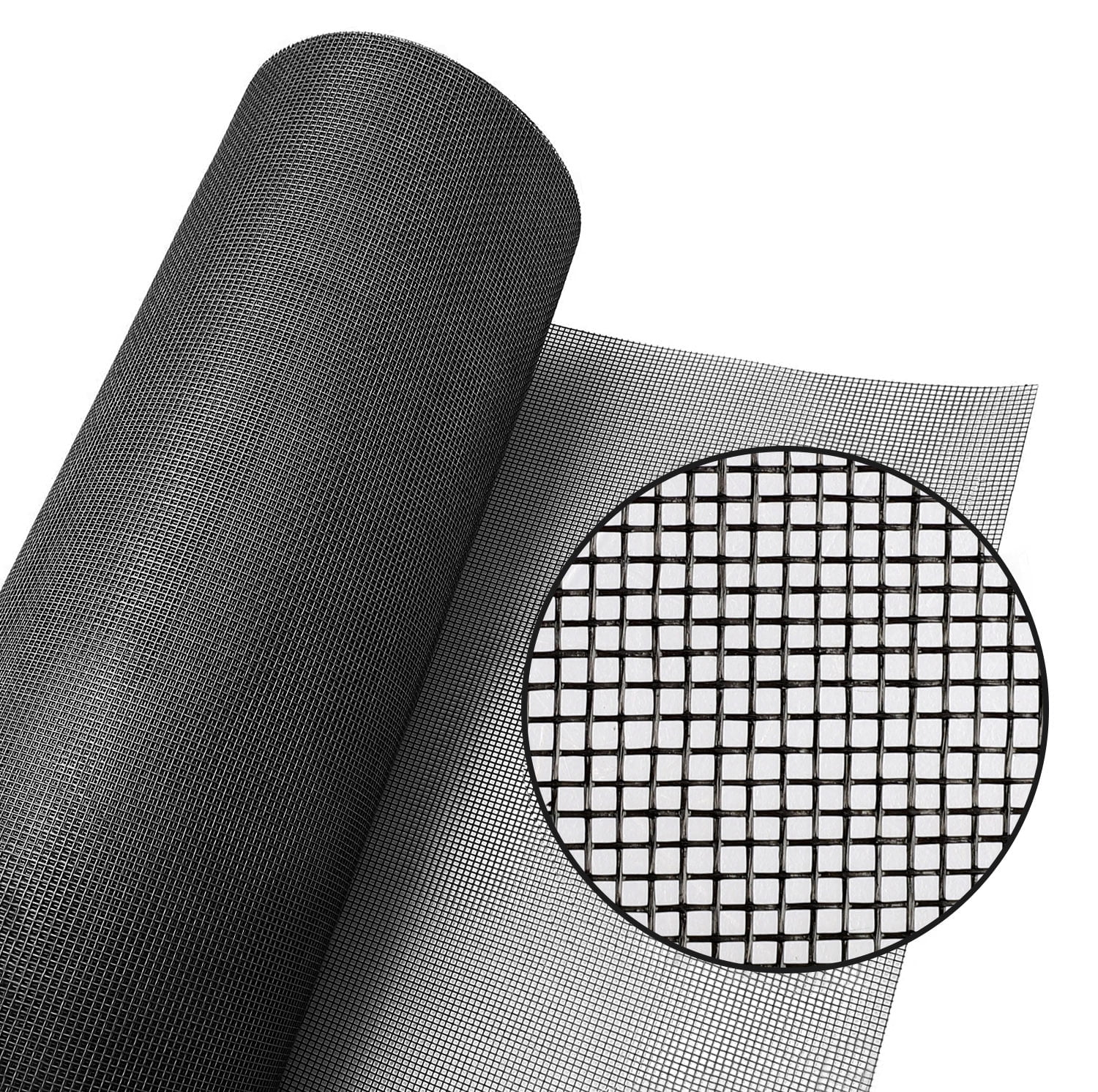 Fiberglass Window Screen Roll, EEEkit 98.4x47.2'' Windows Door Screen Mesh DIY Adjustable Screen Replacement for Windows Doors and Patio Screens (Black)