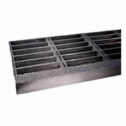 Fiberglass Bar Stair Tread, Meniscus with Grit Nosing Surface, Corvex Resin, Dark Gray