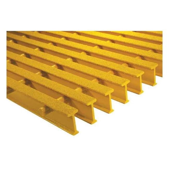 Fiberglass Pultruded Grating, 48 in Span, Grit-Top Surface, ISOFR Resin, Yellow
