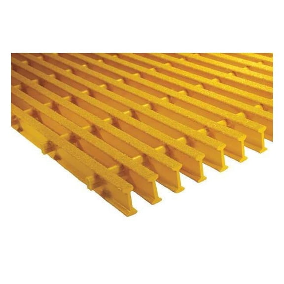 Fiberglass Pultruded Grating, 72 in Span, Grit-Top Surface, ISOFR Resin, Yellow