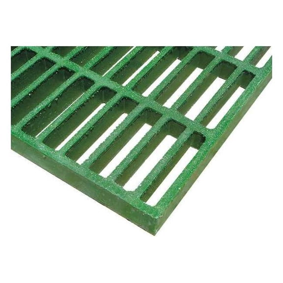 Fiberglass Molded Grating, 48 in Span, Grit-Top Surface, Corvex Resin, Green