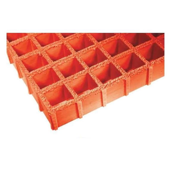 Fiberglass Molded Grating, 72 in Span, Grit-Top Surface, Vi-Corr Resin, Orange