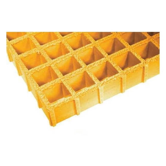 Fiberglass Molded Grating, 96 in Span, Grit-Top Surface, Corvex Resin, Yellow