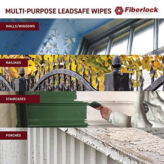 Fiberlock LeadSafe Dust Wipes, 90 Count, Controls & Removes Lead Dust, Ideal for Use Before & After Any Lead Abatement Project, Control Lead-Based Paint Dust Hazards