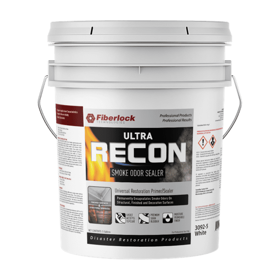 Fiberlock ULTRA RECON Premium Smoke Odor Sealer, White, 5 Gallon