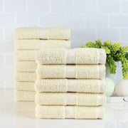 Fibertone 12-Piece Hand Towel Set, Bleach Safe, Solid Beige