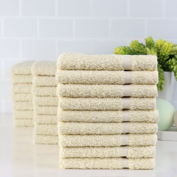 Fibertone 24-Piece Washcloth Set, Bleach Safe, Solid Beige