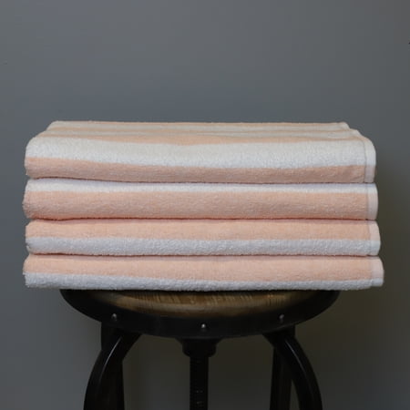 Fibertone 4-Piece Cabana Beach Towel Set, Peach (70x30)