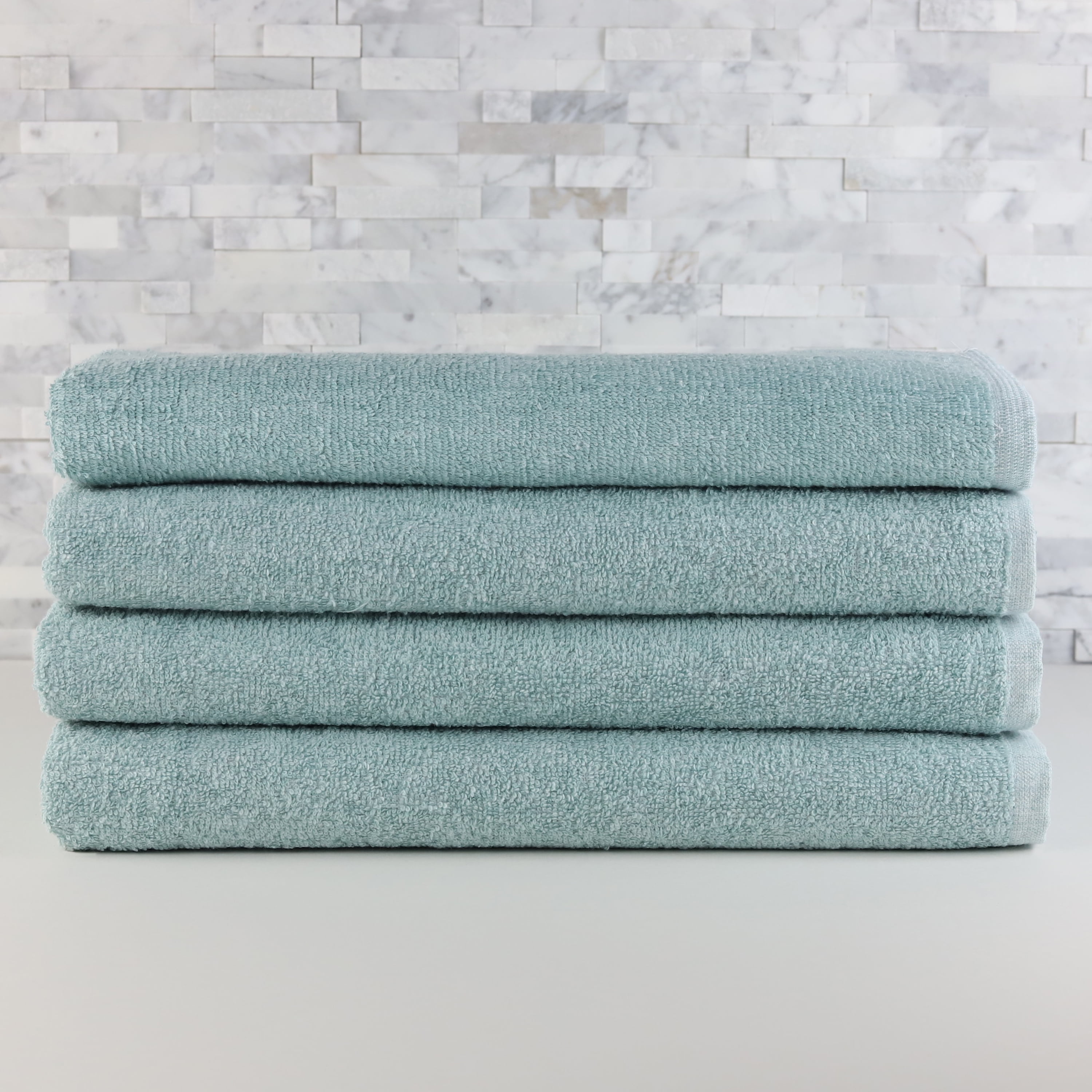 Fibertone 6-Piece Bath Towel Set, Bleach Safe, Solid Porcelain Blue