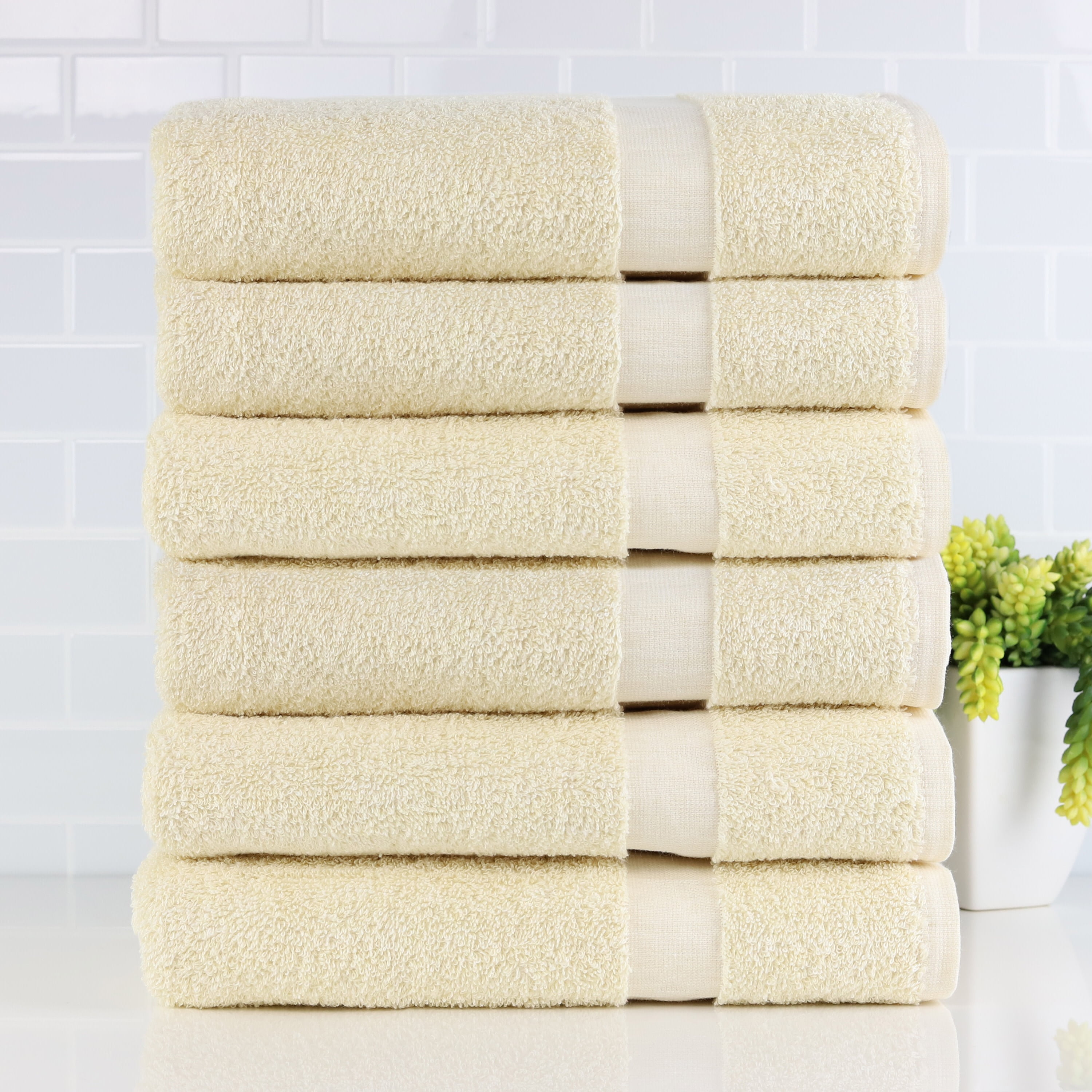 100% Cotton 6-Piece Towel Set - Absorbent and Fade Resistant Bath Towels Set (Brown), Size: 2 Bath Towels 50 x 26, 2 Hand Towels 26 x 16, and 2