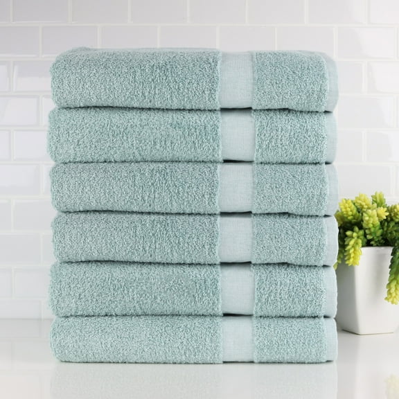 Fibertone 6-Piece Bath Towel Set, Bleach Safe, Solid Seafoam
