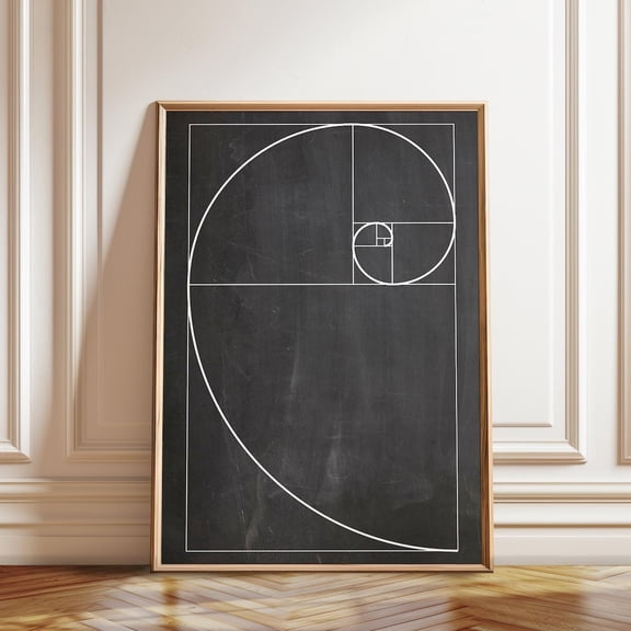 Fibonacci Sequence Golden Ratio Mathematical Wall Art, Unframed Paper Poster 8x10in