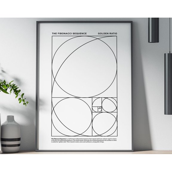 The Fibonacci Sequence Poster, Poster Print, Wall Decor, Mathematical Art, Geometric Art, Minimalist Design, Contemporary Art Wall Art, Modern Wall Decor, 24x36 UNFRAMED