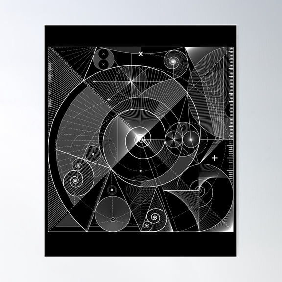 Fibonacci Sequence, Spiral, Sacred Geometry Design Poster Wall Art, Modern Wall Decor For Living Room Bedroom, 16x24 UNFRAMED