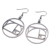 Fibonacci Spiral Earrings Silver 316L Stainless Steel Sacred Geometry Dangles