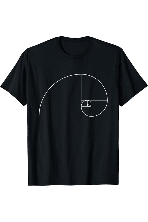 Fibonacci Spiral Golden Ratio Geometry Architecture Phi T-ShirtMen and women, Black T-shirt, size: Extra large