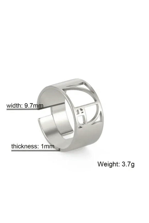 Fibonacci Spiral Golden Ratio Rings Sacred Math Stainless Steel Jewelry