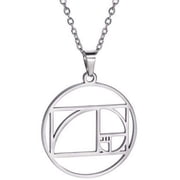 Fibonacci Spiral Necklace Womens Mens Silver Stainless Steel Sacred Geometry Pendant Fantasy Forge Jewelry