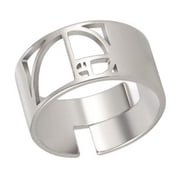 Fibonacci Spiral Ring Silver Stainless Steel Sacred Geometry Band
