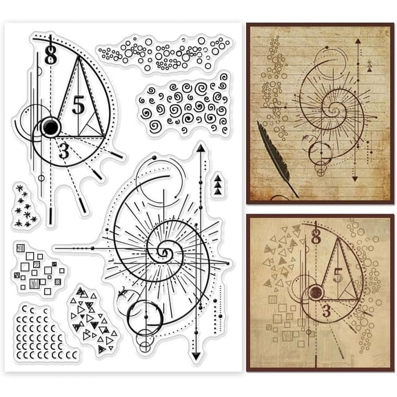 Fibonacci Texture Background Clear Stamps for Cards Making Creative Science Clear Stamp Seals Transparent Stamps for DIY Scrapbooking Photo Album Journal Home Decoration Clear