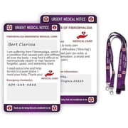 Fibramyalgia Medical Card with Writable Panel and Patterned Lanyard Emergency Contact Card RAYCCI