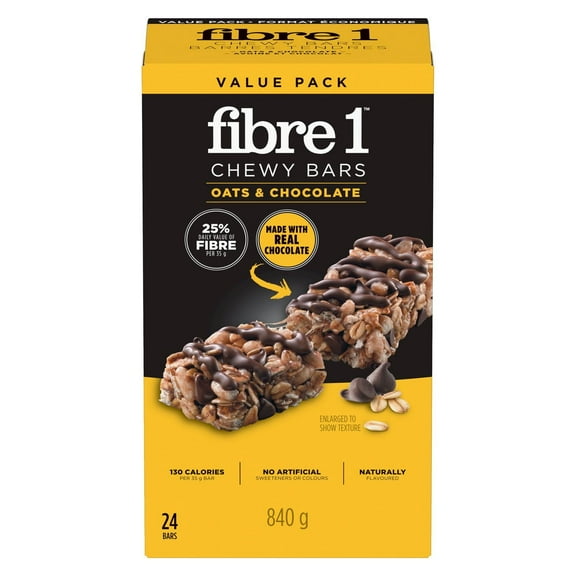 Fibre 1 Chewy Oats & Chocolate Bars, 24 Bars, 840g/1.8 lbs. Box