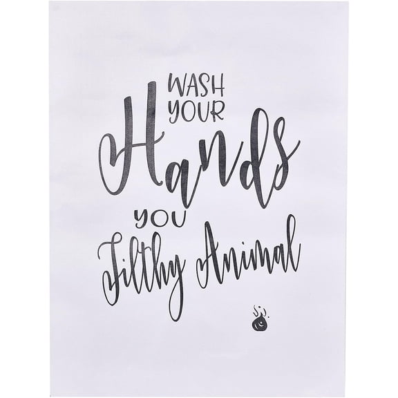 Fibre Bathroom Wall Decorations Picture Rectangle with Word White 40x30x0.2cm