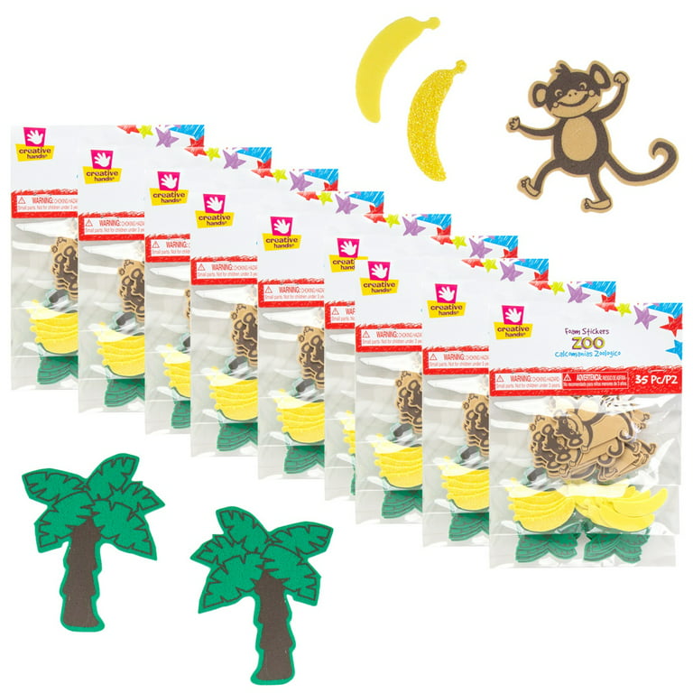 Zoo Monkey Foam Sticker Packs, Kid Arts & Crafts Animal Stickers, 9 Pack, Blue