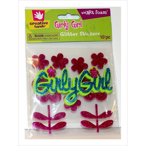 Fibre Craft Creative Hands Smart Foam GIRLY GIRL Glitter Stickers 10 Piece