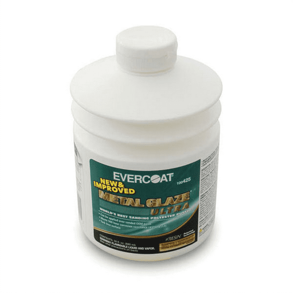 Fibre glass Evercoat METAL GLAZE Ultra 100425 Sanding Polyester Putty, 880 mL Pumptainer, Green, Liquid