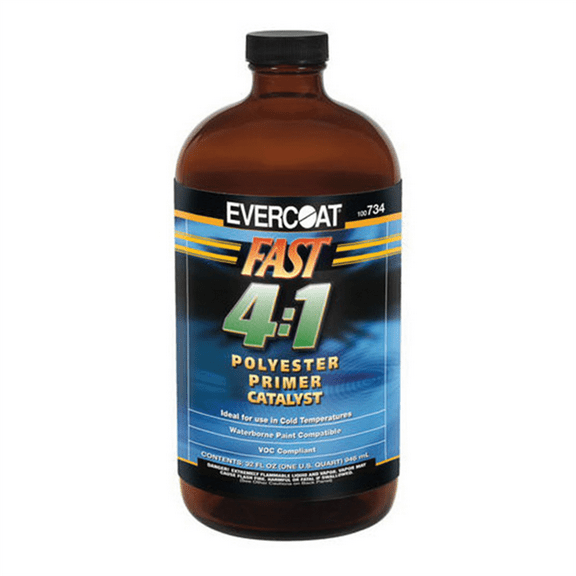Fibre glass Evercoat 100734 Polyester Primer Fast Catalyst, 946 mL Bottle, Clear, 4:1 Mixing, Liquid
