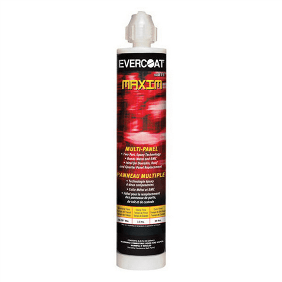 Fibre glass Evercoat MAXIM 100815 Multi-Panel Bonding Adhesive, 250 mL Cartridge, Black, Paste, 1:1 Mixing, 24 hr Curing