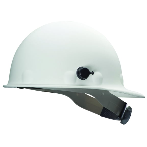 Fibre-Metal by Honeywell P2HNQRW01A000 Super Eight Fiber Glass Ratchet Cap Style Hard Hat with Quick-Lok, White, Medium