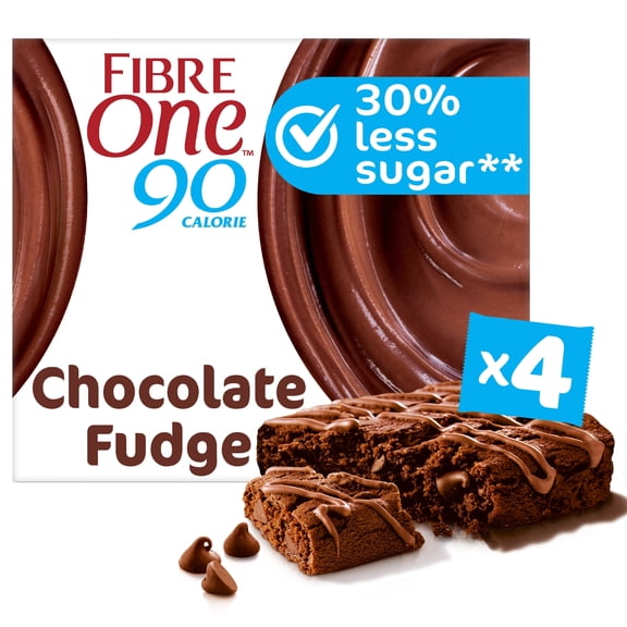 Fibre One 90 Calorie Chocolate Fudge Brownies Snack Bars 4 x 24g, Imported from Britain
