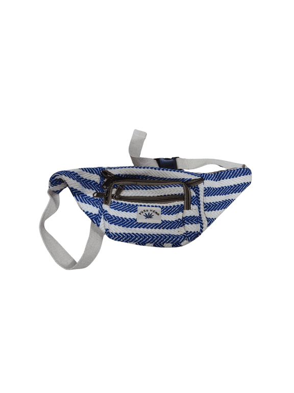Adjustable Length Unisex Fanny Pack, Organic Cotton, Blue Hemp, 1-Piece