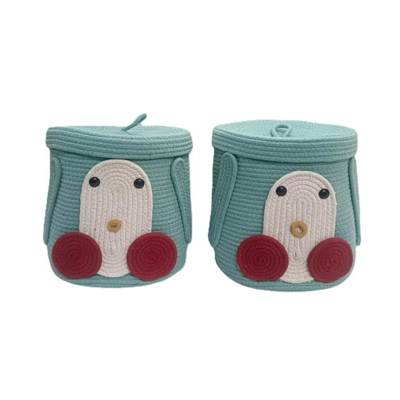 FibreGold Decorative Cotton Rope Storage Basket Set of 2 Eco Friendly Design