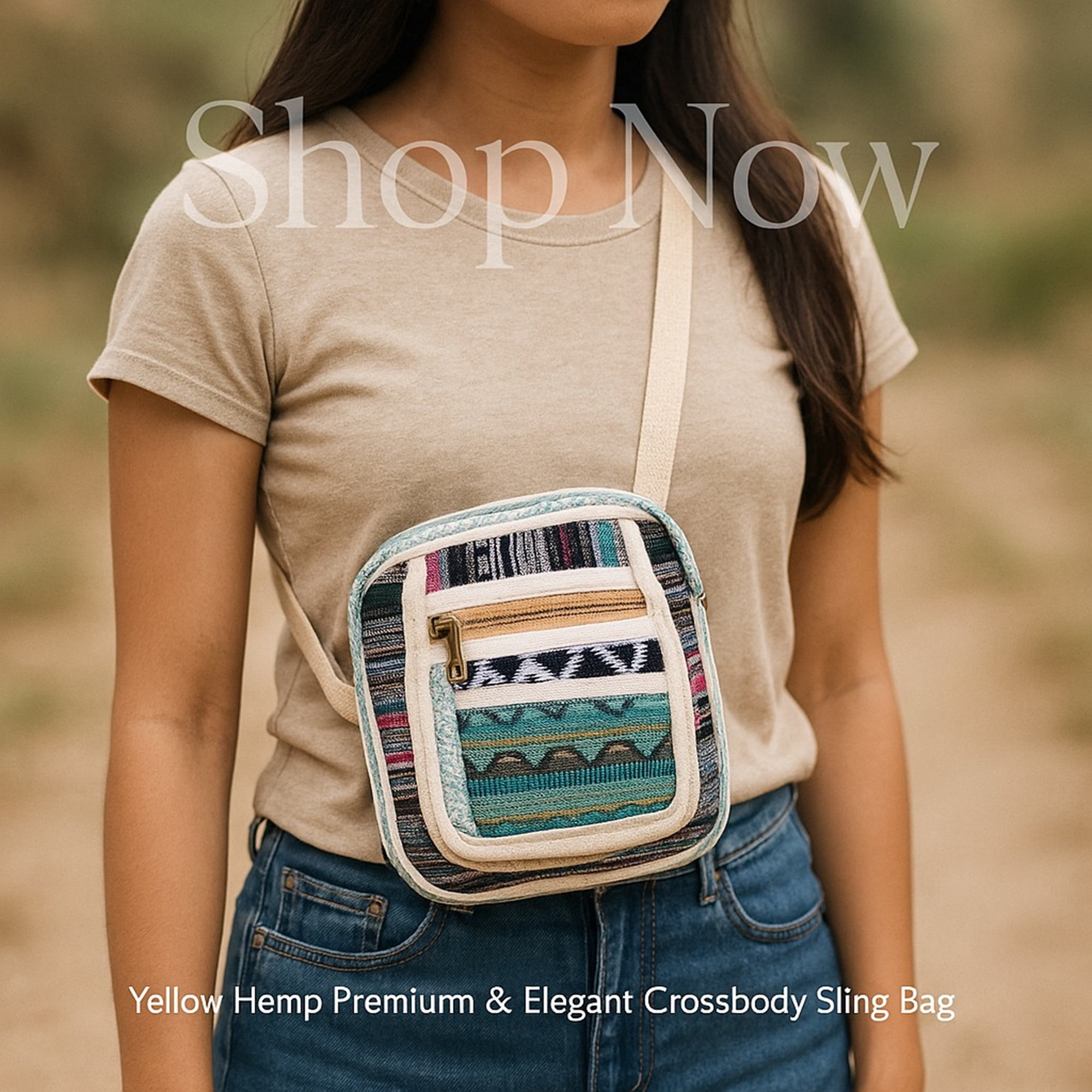 FibreGold Handcraft Hemp cotton Cross Body Side Sling Hemp Bag For Men & Women Sling Bag