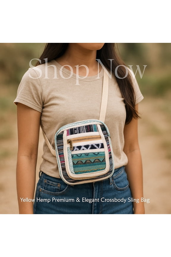 Handcraft Hemp cotton Cross Body Side Sling Hemp Bag For Men & Women Sling Bag