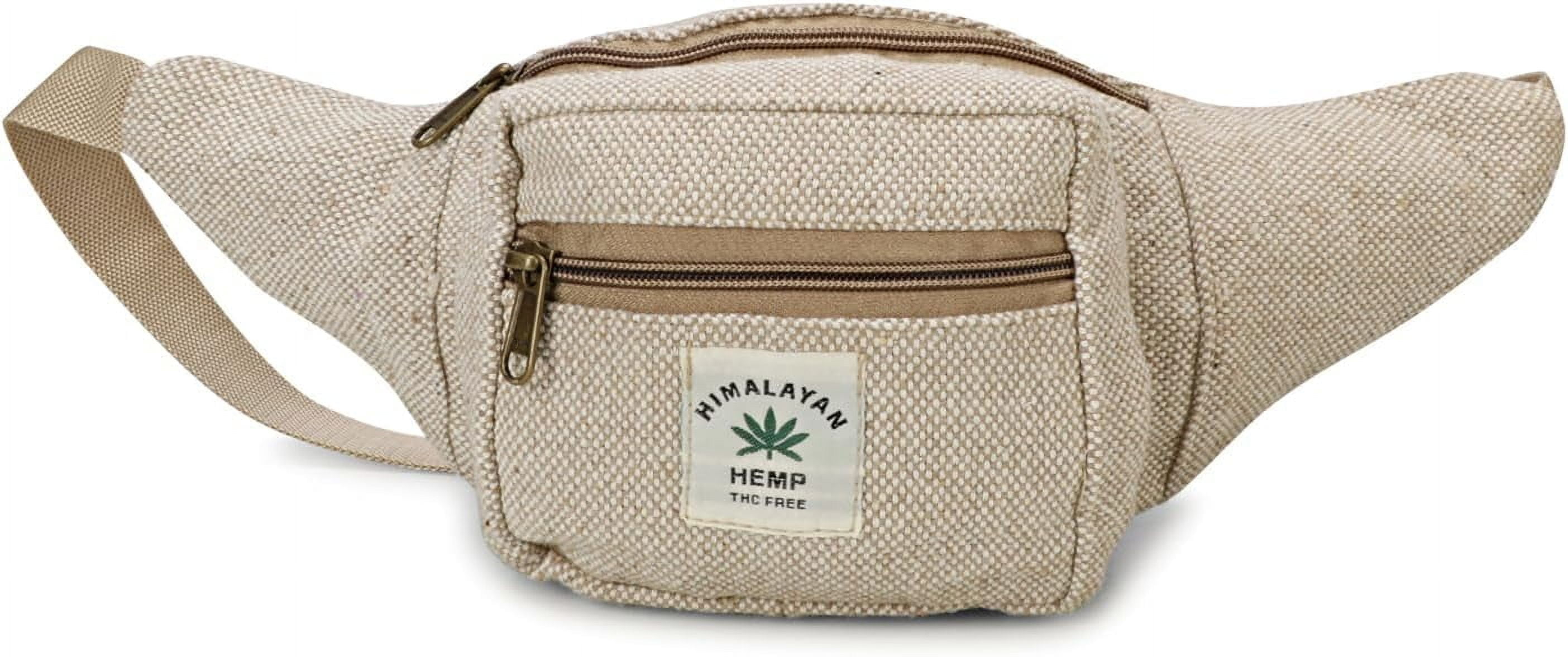 FibreGold Hemp Fanny Pack, Adjustable Waist and Multiple Pockets, Waist Bag for All Purpose, Waist Belt