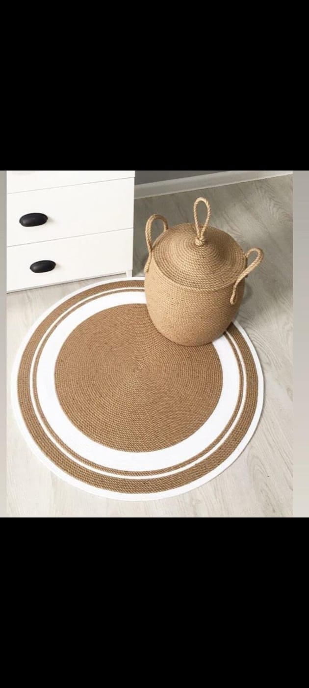 FibreGold Jute & Cotton Round Rope Handmade Table Mats for Bed Side Set ...