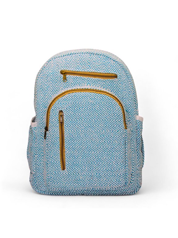 Organic Hemp Backpack Bag - Eco Friendly Cat Meditation Design Durable Rustic Casual Daypack Bag by Fibre Gold