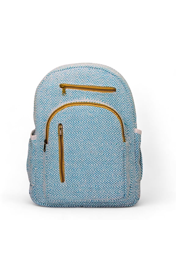 Organic Hemp Backpack Bag - Eco Friendly Cat Meditation Design Durable Rustic Casual Daypack Bag by Fibre Gold