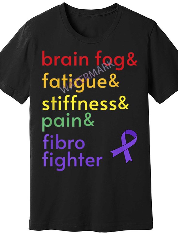 Fibro Fighter" Men's Black T-Shirt - 100% Cotton, Short Sleeve, Crew Neck with Colorful Fibromyalgia Awareness Print - All-Season Comfort & Support
