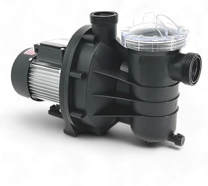 FibroPool 1HP Swimming Pool Pump for Above Ground Pools - 1 Horsepower -Designed and Assembled in USA - Hose Adapters Included - High Efficiency Single Speed Motor With Clear Top Lid - ABG100