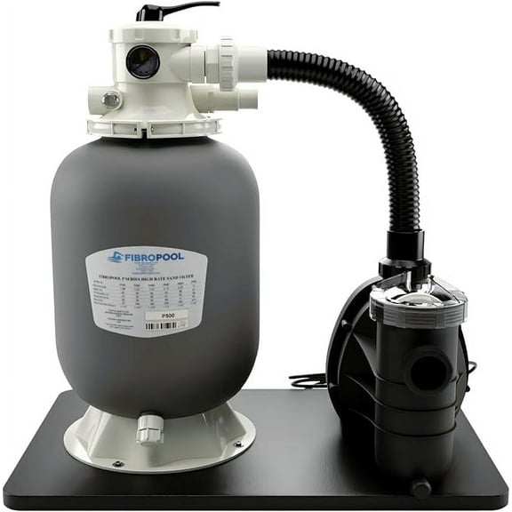 FibroPool Sand Filter Pump System For Above Ground Swimming Pools - Designed and Assembled in USA - Hose Adapters Included - High Efficiency - FSP Series (FSP14 0.2HP) Black