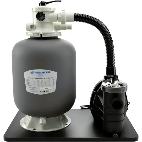 FibroPool Sand Filter Pump System For Above Ground Swimming Pools - Designed and Assembled in USA - Hose Adapters Included - High Efficiency - FSP Series (FSP16) Black