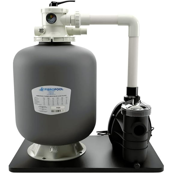 FibroPool Sand Filter Pump System For Above Ground Swimming Pools - Designed and Assembled in USA - Hose Adapters Included - High Efficiency - FSP Series (FSP18) Black