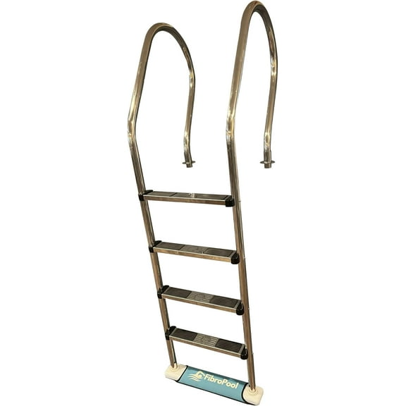 FibroPool Stainless Steel Above Ground Swimming Pool Ladder, 4 Steps (Standard)