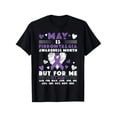 thumbnail image 1 of Fibromyalgia Awareness Month Men'S T-Shirt | Purple Ribbon & Floral Design, Casual Round Neck Tee for All Seasons, Long Sleeve, Crew Neck, Regular Fit, 1 of 7